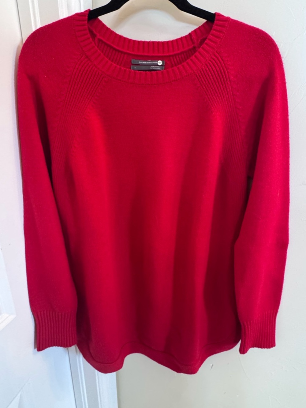 Anthropologie Bright Red Crewneck Sweater